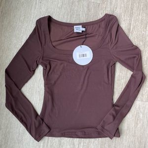 PRINCESS POLLY BROWN FITTED LONG SLEEVE